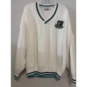 Vintage 90s Golf Sweater Made in England Knit V Neck Preppy Old Money Mens L